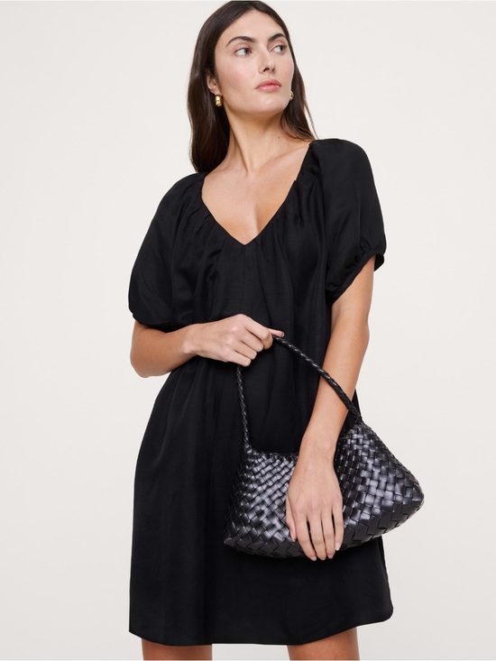Banana Republic Dresses & Skirts - NWT Banana Republic Black Linen Mini Dress with Puff Sleeves